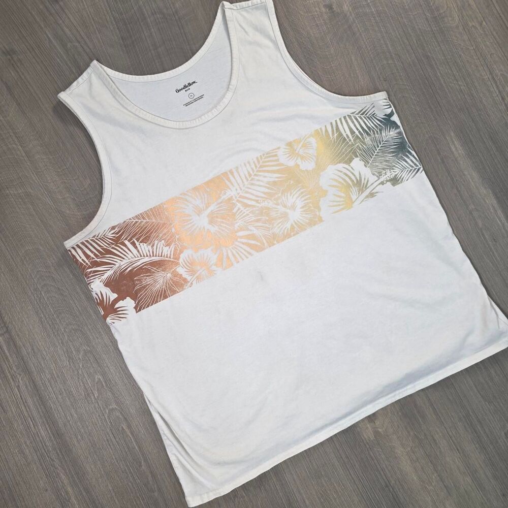 Goodfellow Men's White Tropical Palm Tank Top XL